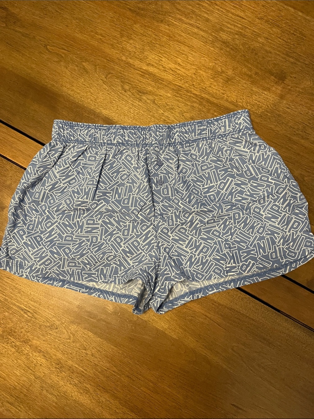 Victoria's Secret Light Blue Logo-Print Athletic Lounge Shorts
